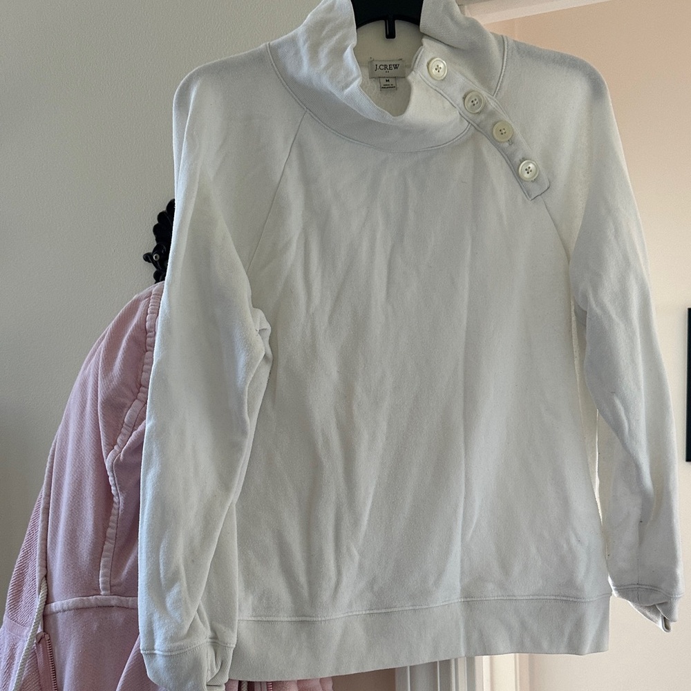 J. Crew Off-White Buttoned Collar Sweater